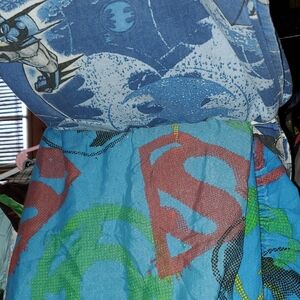 Superhero Themed Blue and Red Blanket